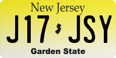 NJ license plate J17JSY