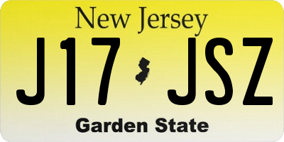 NJ license plate J17JSZ