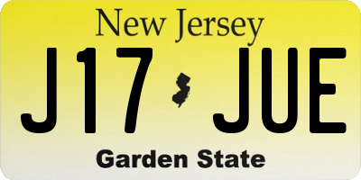 NJ license plate J17JUE