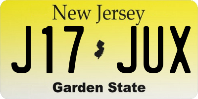 NJ license plate J17JUX