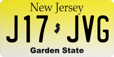 NJ license plate J17JVG