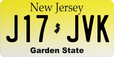 NJ license plate J17JVK