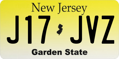 NJ license plate J17JVZ