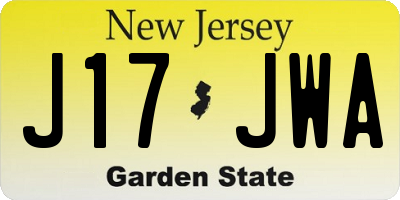 NJ license plate J17JWA