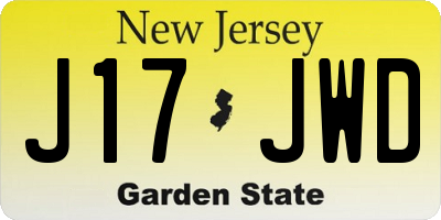NJ license plate J17JWD