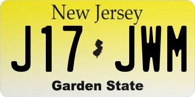 NJ license plate J17JWM
