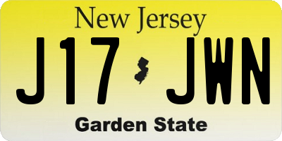 NJ license plate J17JWN