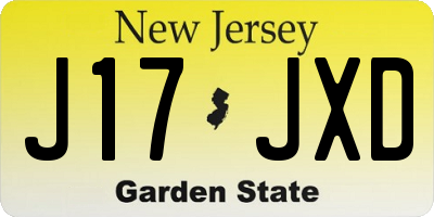 NJ license plate J17JXD