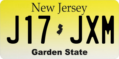 NJ license plate J17JXM