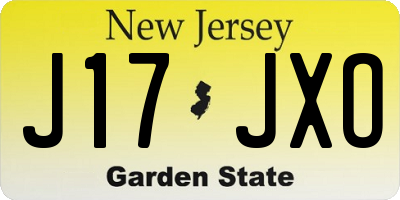 NJ license plate J17JXO