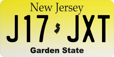 NJ license plate J17JXT