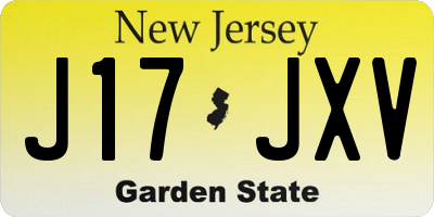 NJ license plate J17JXV