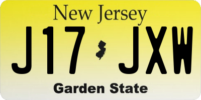 NJ license plate J17JXW