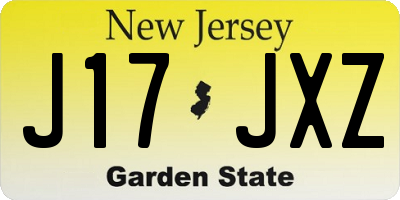 NJ license plate J17JXZ