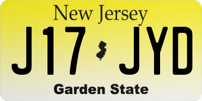 NJ license plate J17JYD