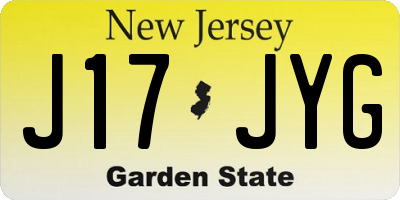 NJ license plate J17JYG