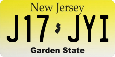 NJ license plate J17JYI