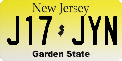 NJ license plate J17JYN
