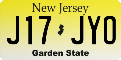 NJ license plate J17JYO