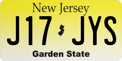 NJ license plate J17JYS