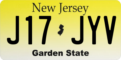 NJ license plate J17JYV