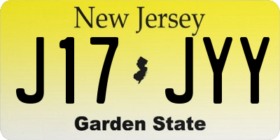 NJ license plate J17JYY