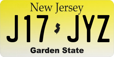 NJ license plate J17JYZ