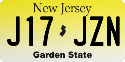 NJ license plate J17JZN