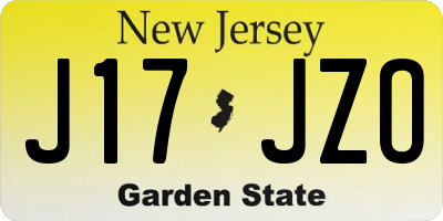 NJ license plate J17JZO