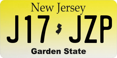 NJ license plate J17JZP