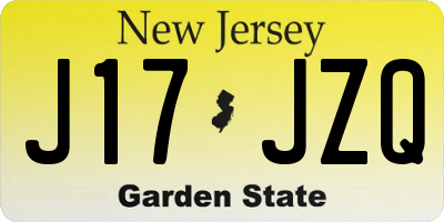 NJ license plate J17JZQ