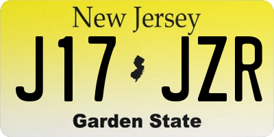 NJ license plate J17JZR