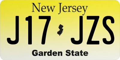 NJ license plate J17JZS