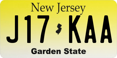 NJ license plate J17KAA