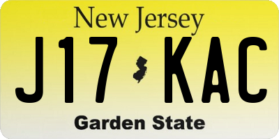 NJ license plate J17KAC