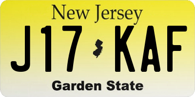 NJ license plate J17KAF