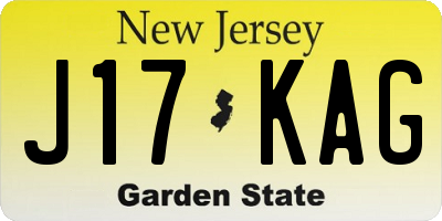NJ license plate J17KAG