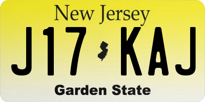 NJ license plate J17KAJ