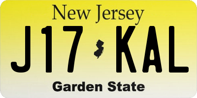 NJ license plate J17KAL