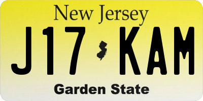 NJ license plate J17KAM