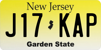 NJ license plate J17KAP