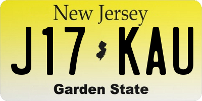 NJ license plate J17KAU