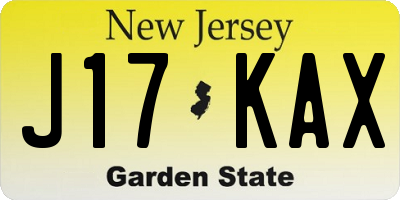 NJ license plate J17KAX