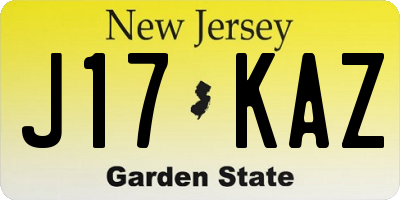 NJ license plate J17KAZ