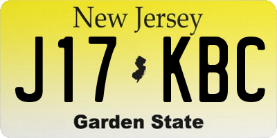 NJ license plate J17KBC