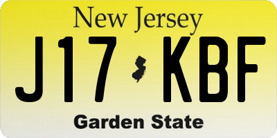 NJ license plate J17KBF