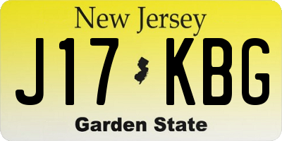 NJ license plate J17KBG