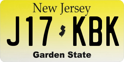 NJ license plate J17KBK