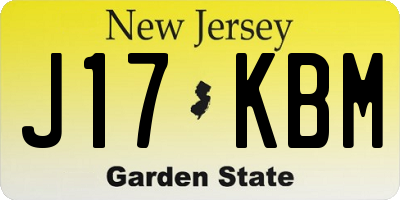 NJ license plate J17KBM