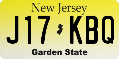 NJ license plate J17KBQ